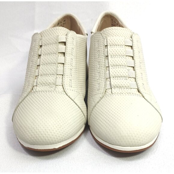 Hush Puppies The Body Shoe Beige Embossed Leather Wedge Slip On Oxfords Sneakers - Picture 6 of 9